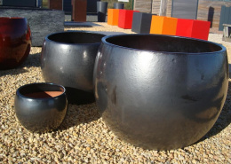 Pots grès émaillé anthracite