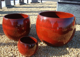 Pots grès émaillé rouge